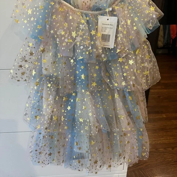 Lola + The Boys Starry Tulle Dress - Blue and Gold - Picture 3 of 4